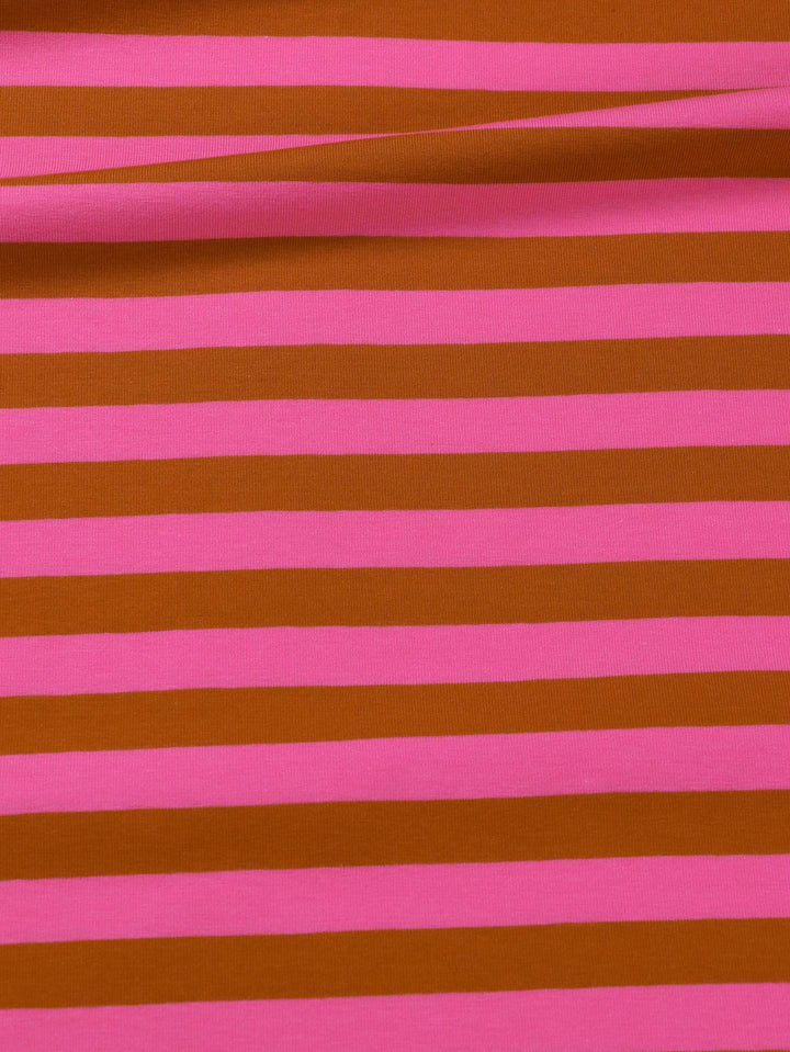 J&amp;J Bio Jersey Ringelz cognac-hot pink