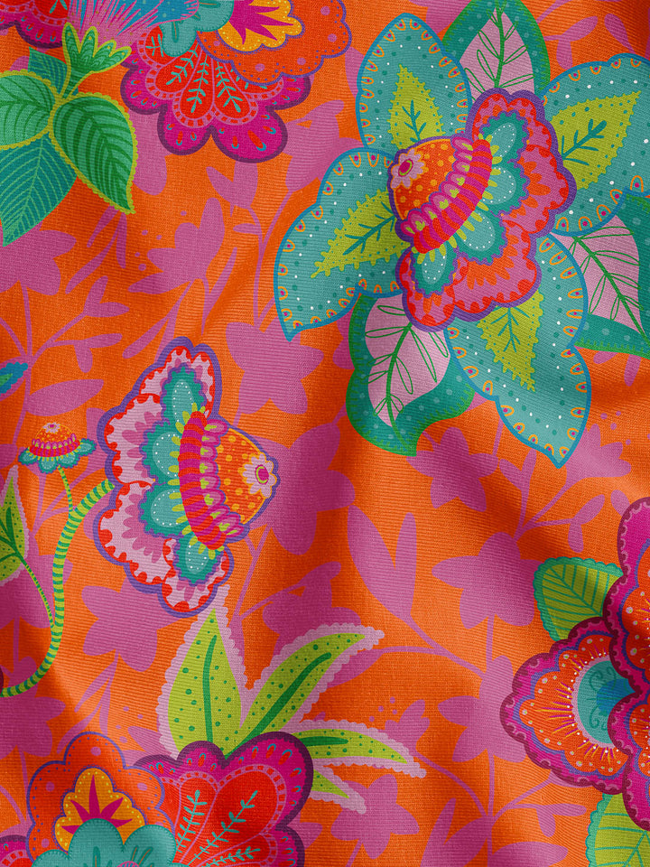 J&amp;J Bio Retrosweat Fabulous Flowers orange pink