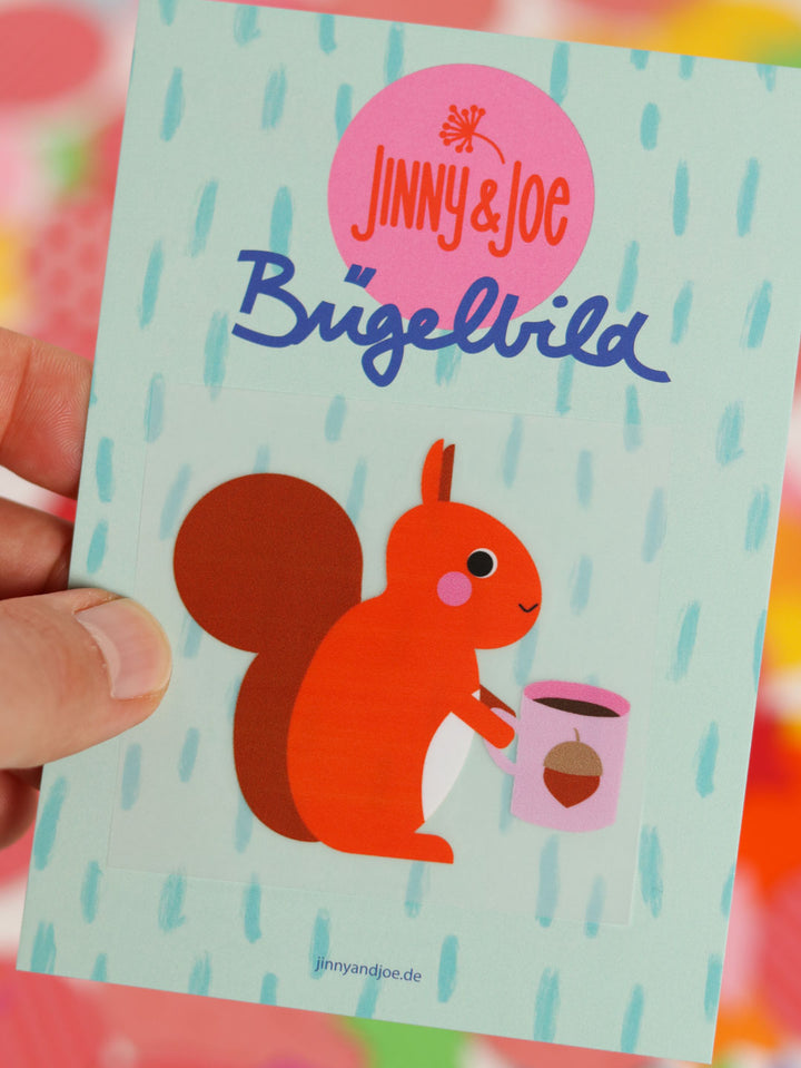 J&amp;J Bügelbild Kaffeehörnchen