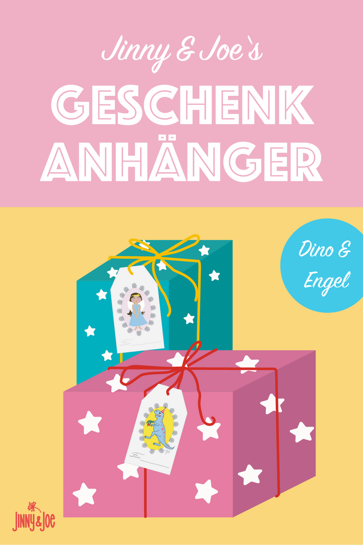 Printable - Geschenkanhänger Set Dino-Engel