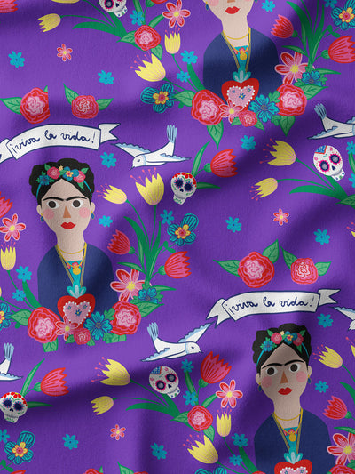 J&J Kuschelsweat Frida Kahlo Viva La Vida lila extrabreit
