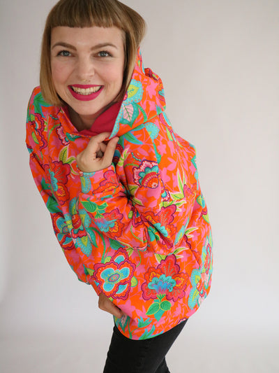 J&J Retro Sweat Fabulous Flowers orange pink extrabreit