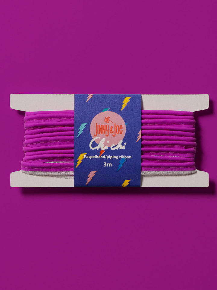 J&amp;J Paspelband Glow neon lila